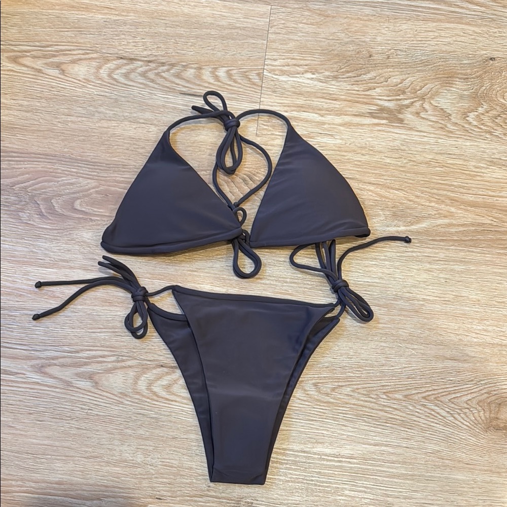 Brown NYUD Triangle Bikini Set
